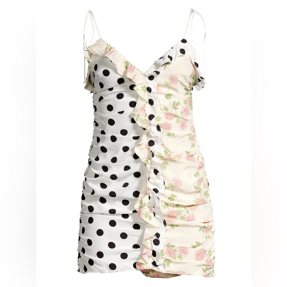 Women's Mochi Shirred Polka Dot & Floral Mini Dress